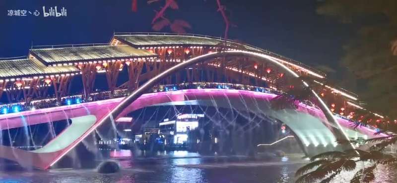 白水带网红桥夜景