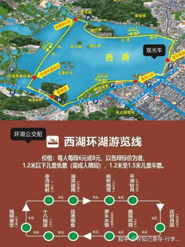 西湖景区步行游玩路线