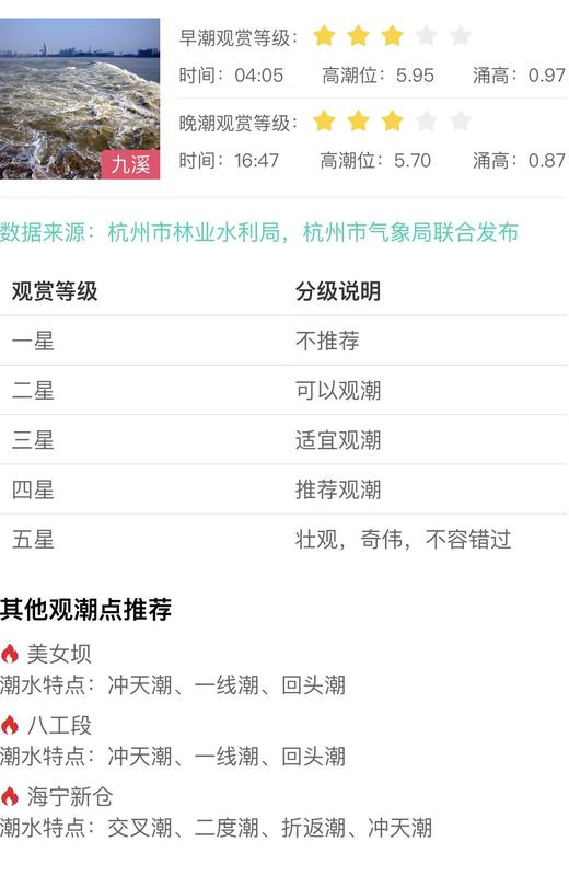 钱塘江观潮每天时间表