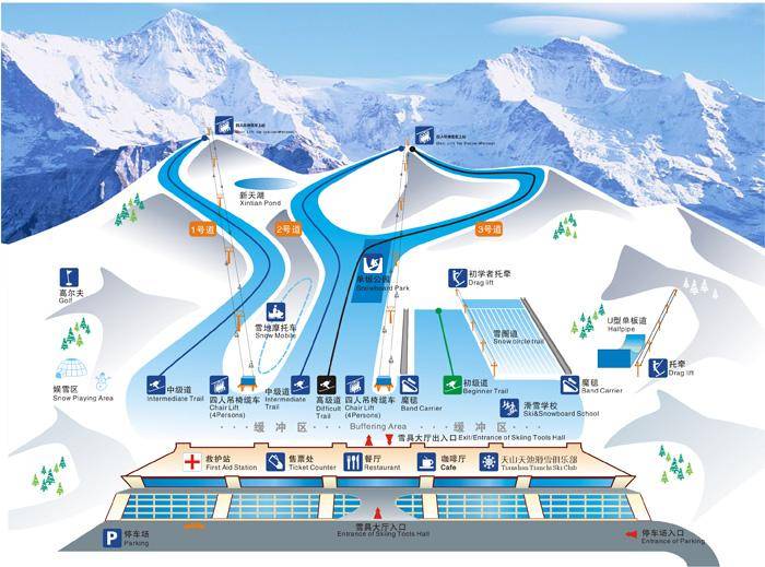 青格里狼山滑雪场雪道图