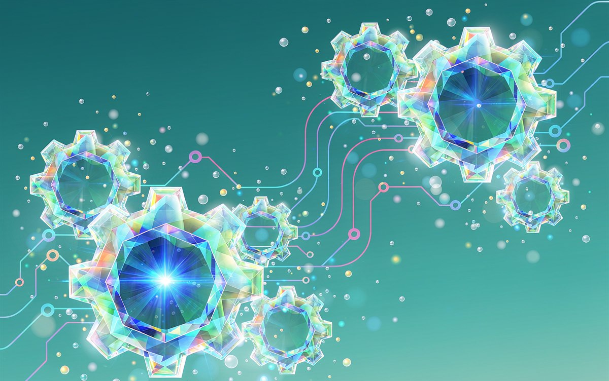 齿轮与数字流结合的技术插画