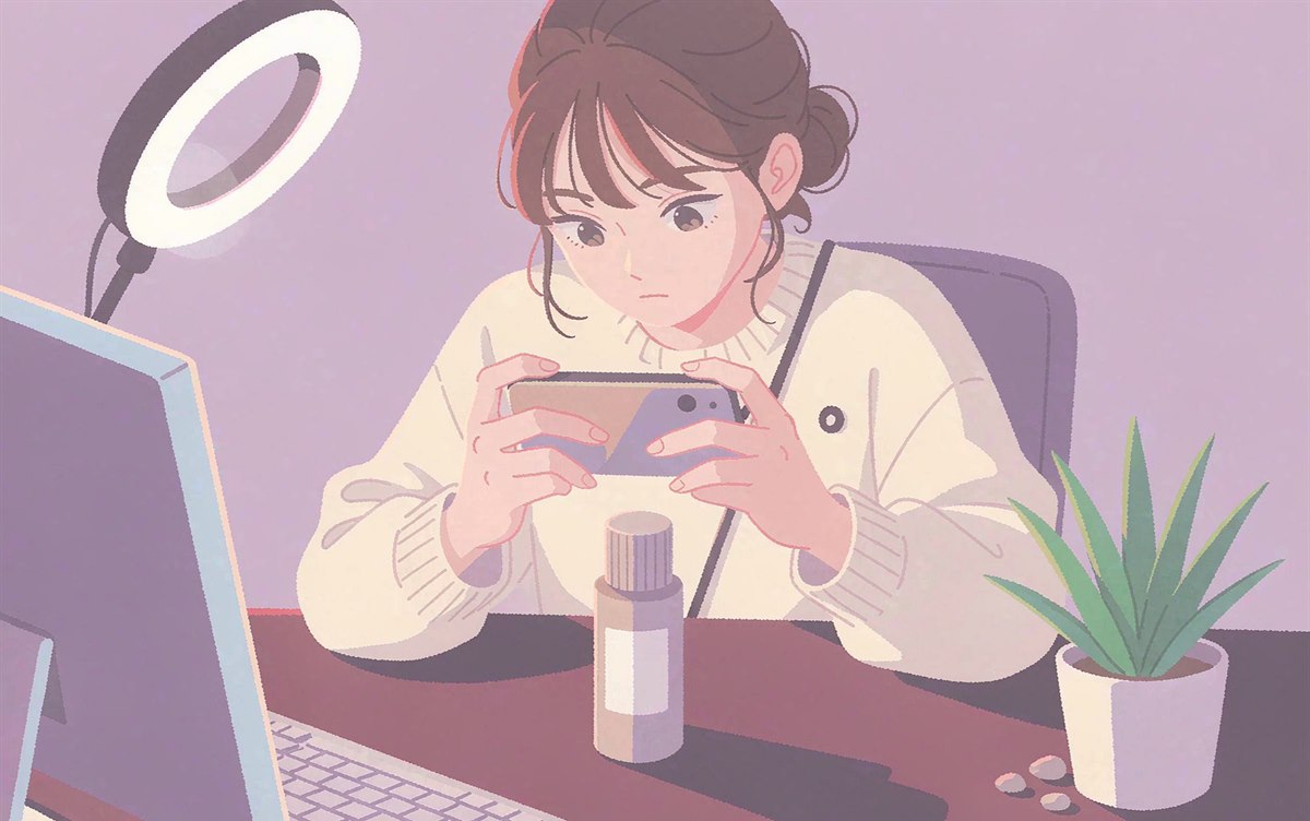 AI小红书文案提示词:博主为产品拍照的插画